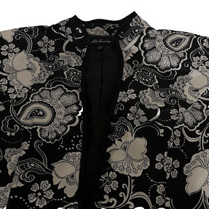 Msk Evening Jacket Oriental Style Black Beige Mandarin Collar Elegant Classy S10